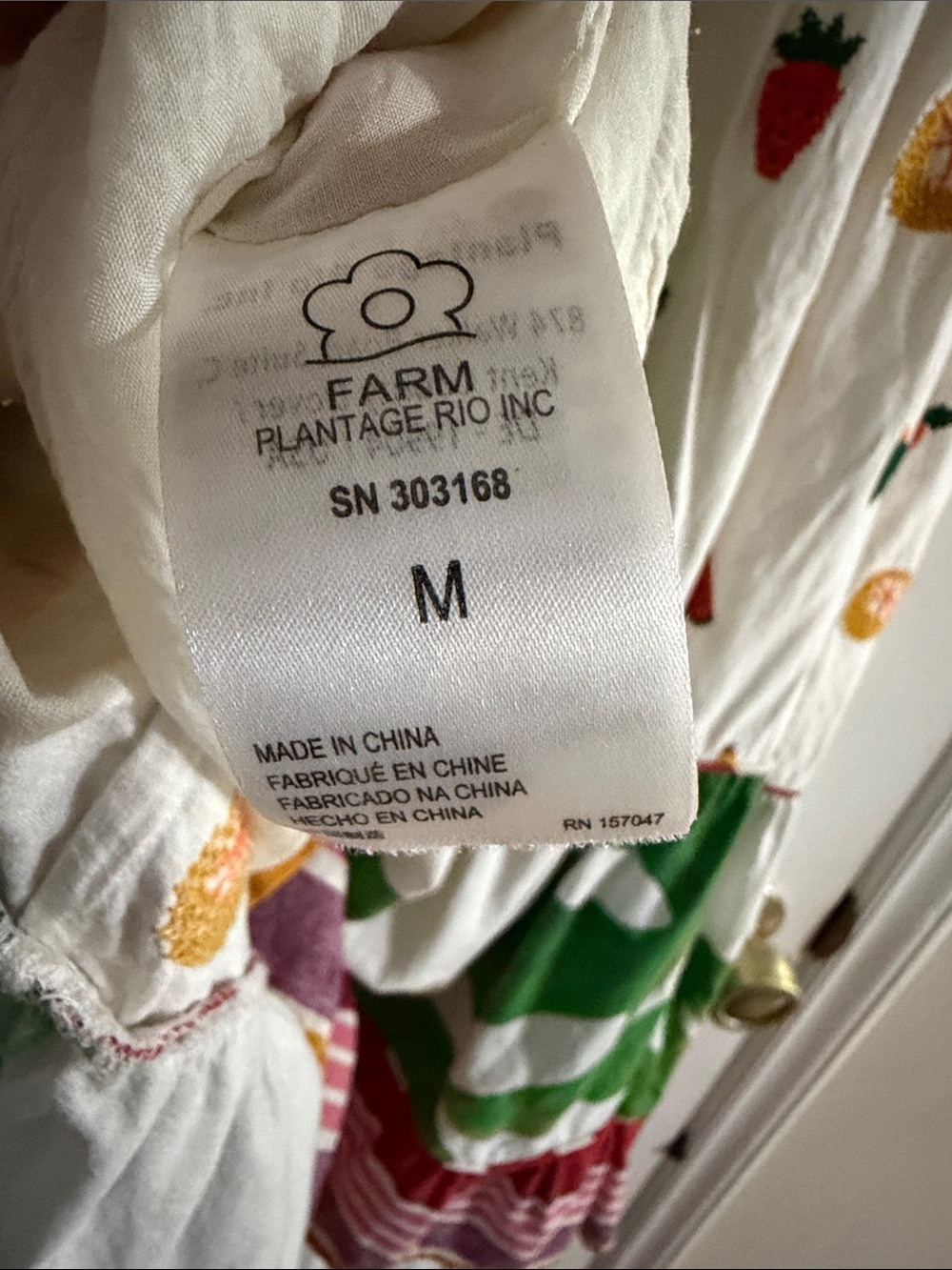 FARM Rio White Fruit Print Tiered Sundress With Fruit Sleeve Accents - Picture 9 of 11